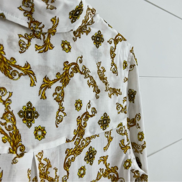 NEW L’AGENCE XS Holly Slim Long Sleeve Blouse Ivory Gold - Picture 7 of 14